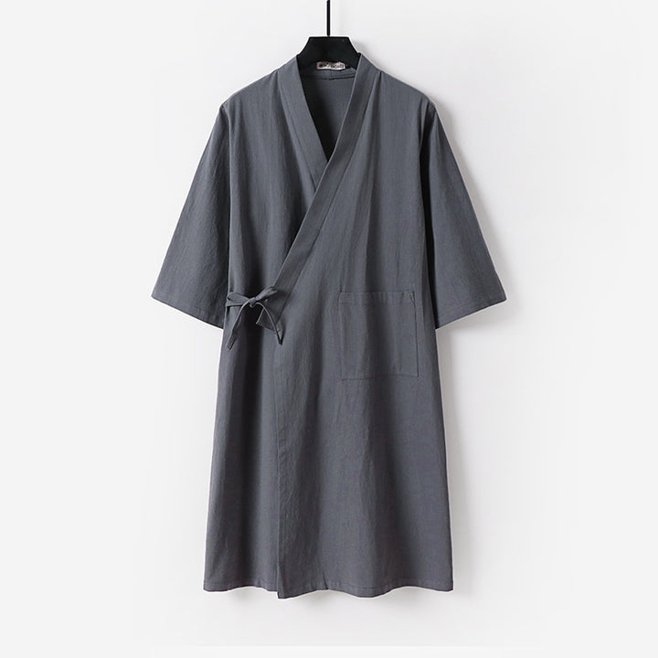Women's Kimono Wrap Dress with Ties and Patch Pockets Mune Fashion
