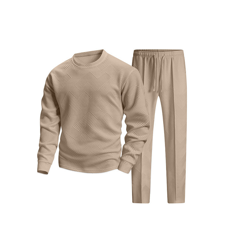 Men's Textured Lounge Set made of Sweat with Slim-Relax Jogging Pants Mune Fashion