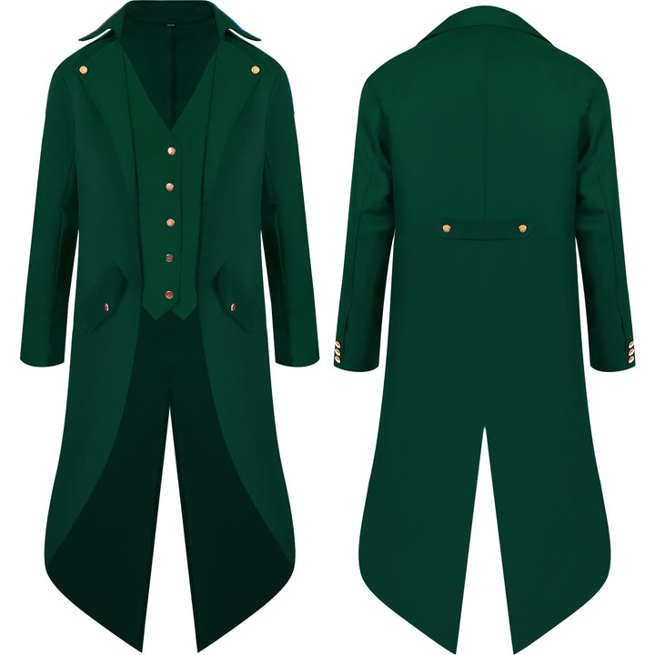 Men's fitted tailcoat with pointed swallowtail, integrated V waistcoat, and decorative button placket Mune Fashion