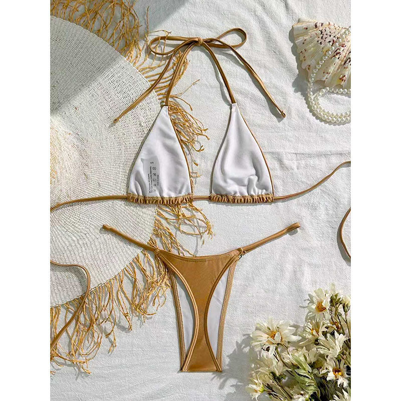 Women's Triangle Bikini with Fringed Details Mune Fashion