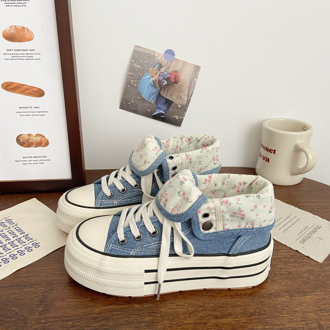 Women's Fashion Platform Sneakers with Floral Lining Mune Fashion