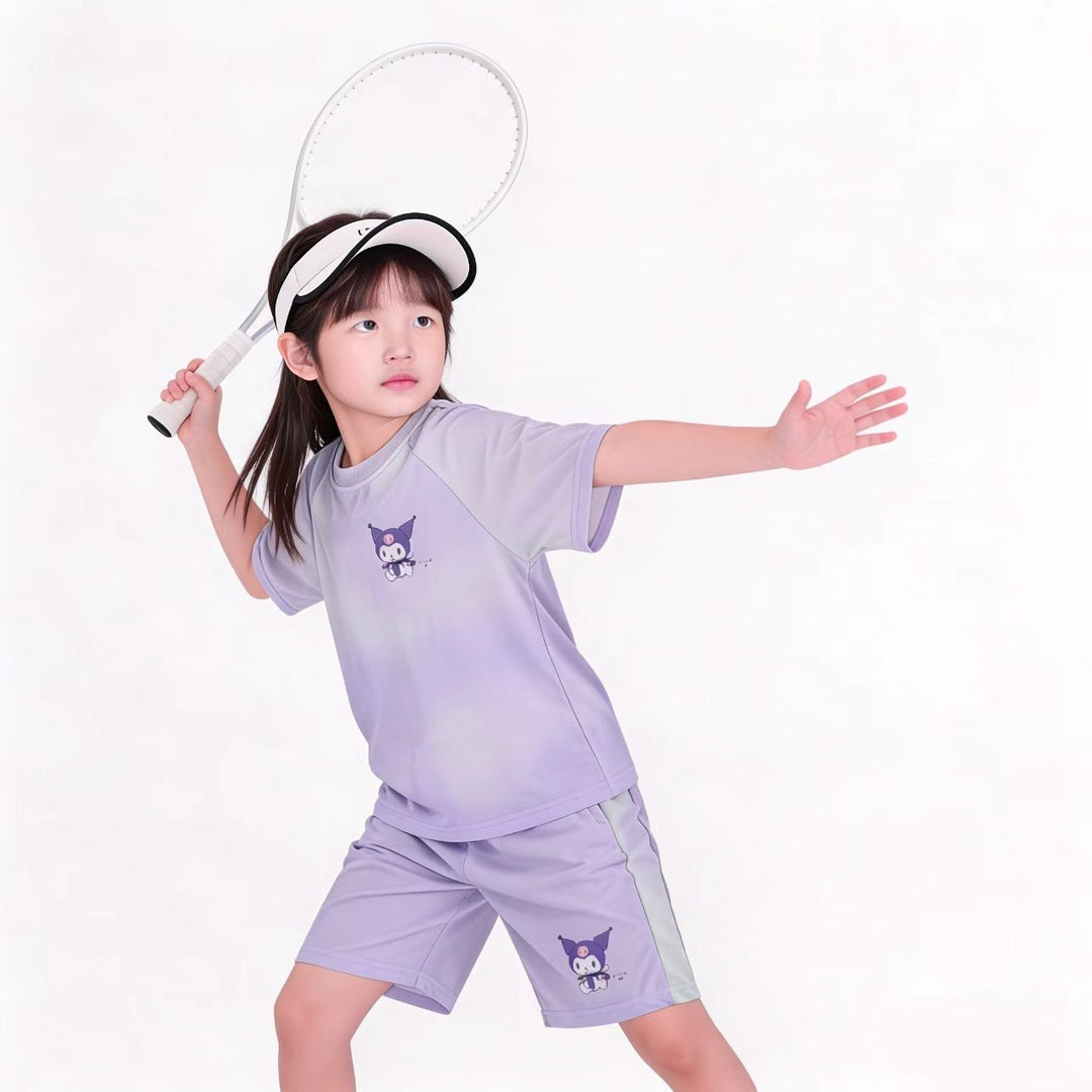 Women's breathable children's sports set with short-sleeve shirt and elastic waistband shorts Mune Fashion