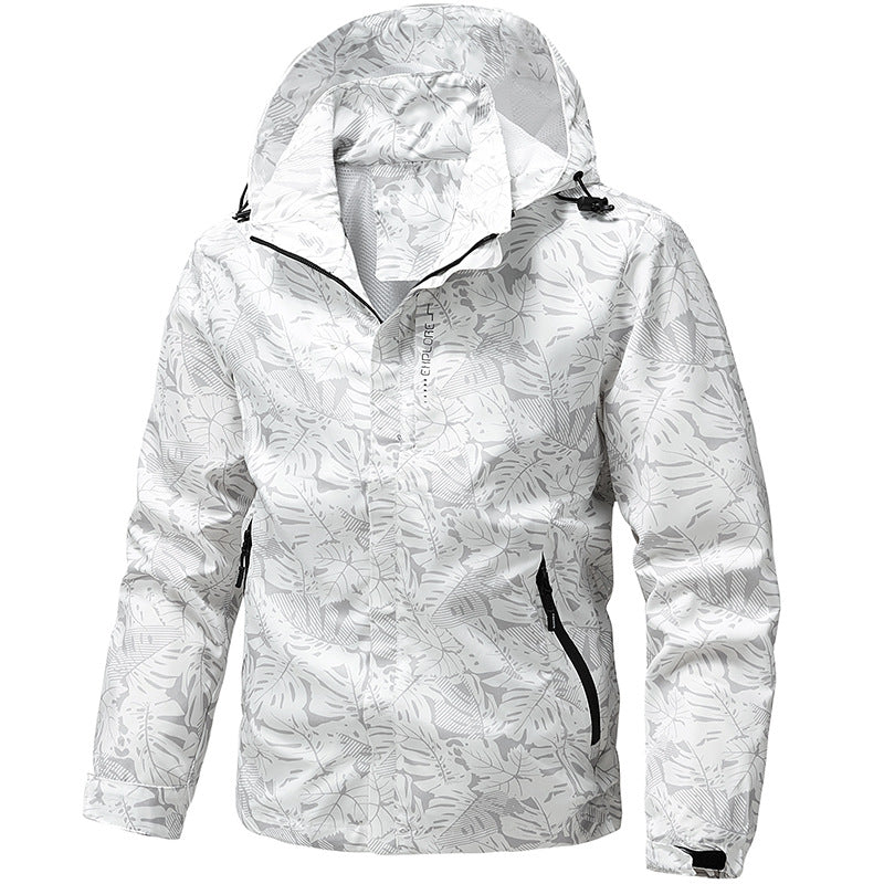 Men's Lightweight Outdoor Jacket with Hood and Print Mune Fashion