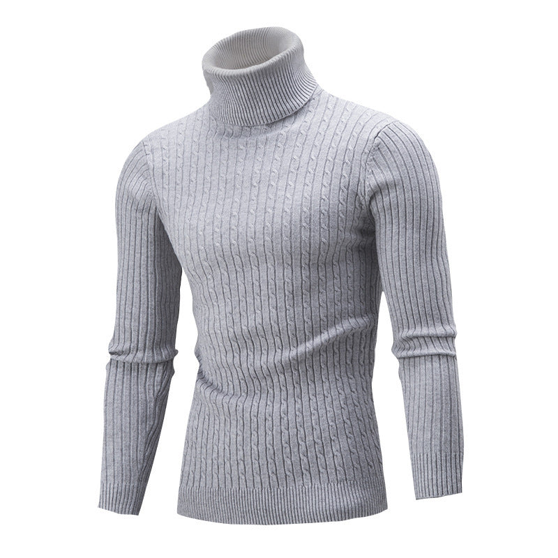Men's Turtleneck Sweater In Classic Ribbed Pattern Mune