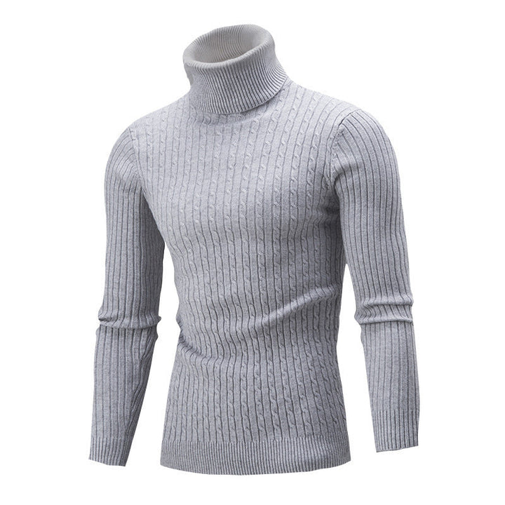 Men's Turtleneck Sweater In Classic Ribbed Pattern Mune