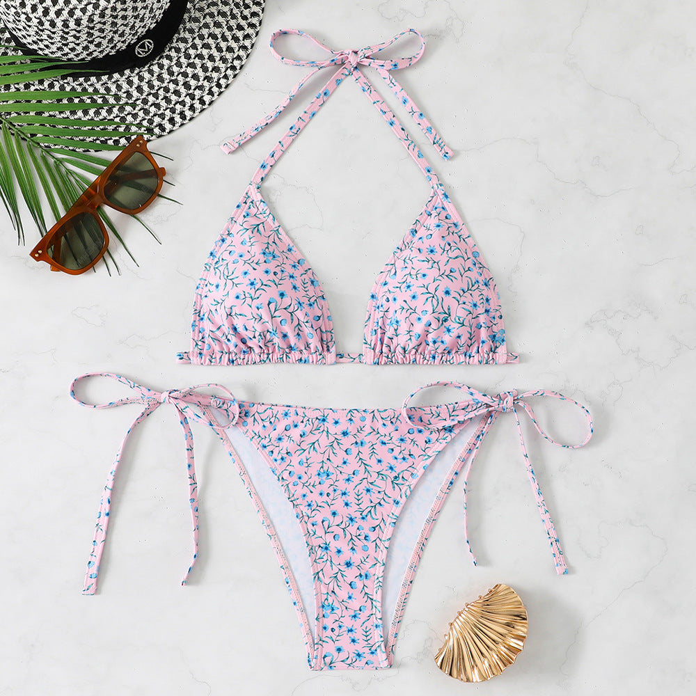 Women's Triangle Bikini with adjustable ties and floral details Mune Fashion