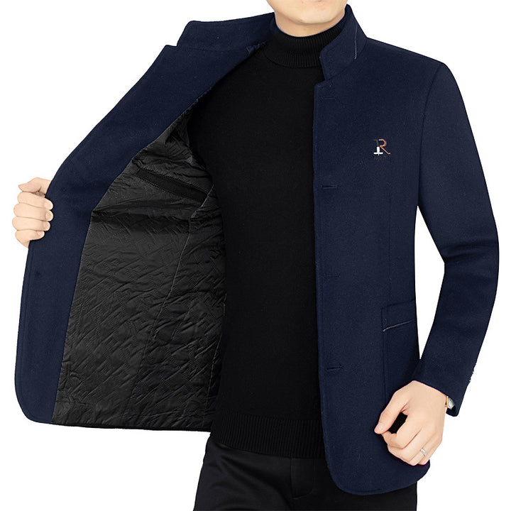 Men's wool coat with stand-up collar and quilted thermal lining Mune Fashion