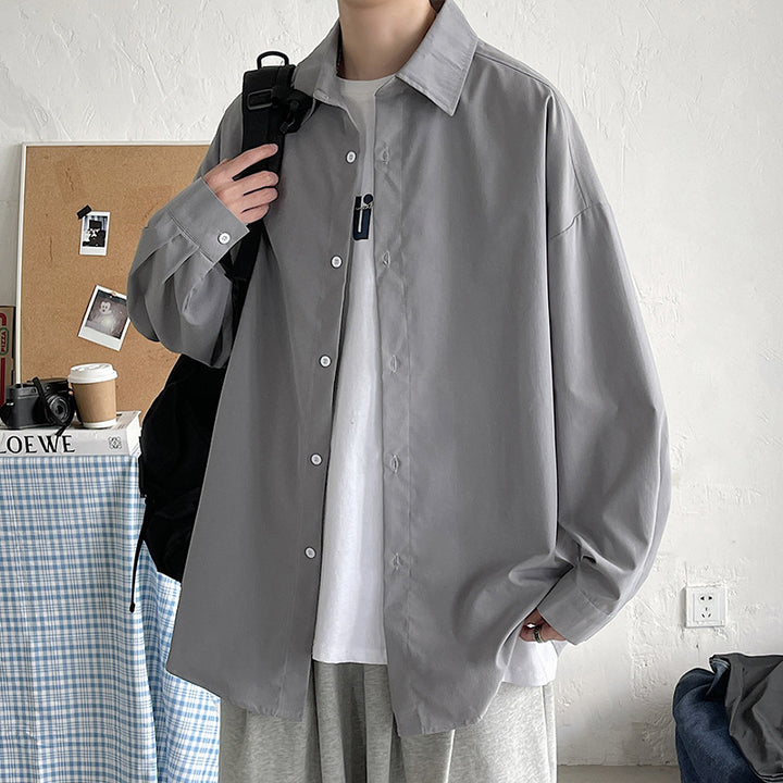 Men's lightweight overshirt shirt jacket made of cotton blend with concealed button placket, dropped shoulder and rounded hem Mune Fashion