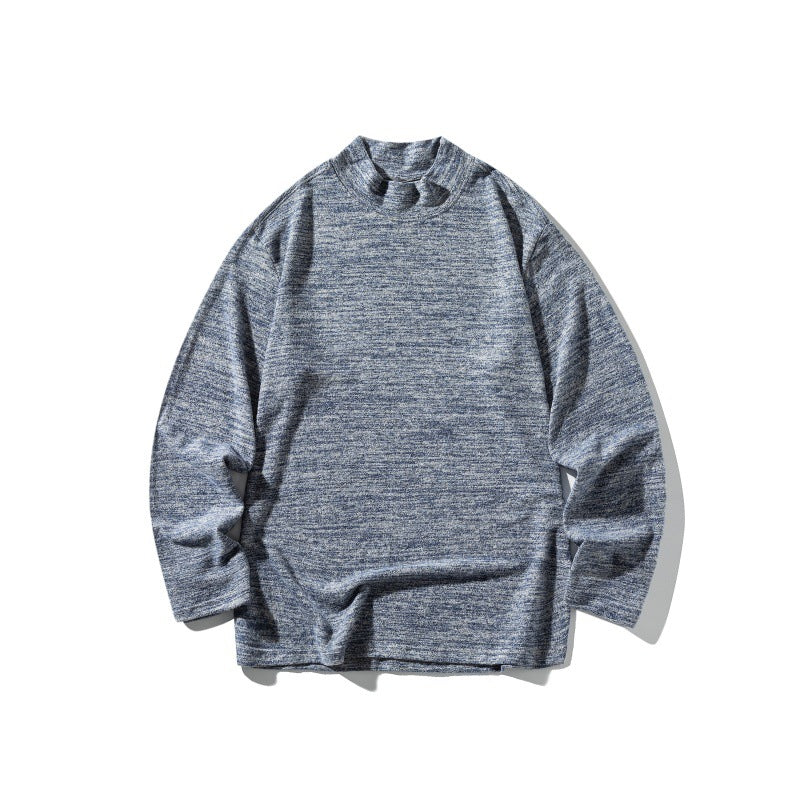 Unisex fine knit mock neck sweater with mottled structure and relaxed fit Mune Fashion
