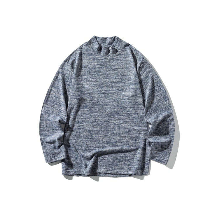 Unisex fine knit mock neck sweater with mottled structure and relaxed fit Mune Fashion