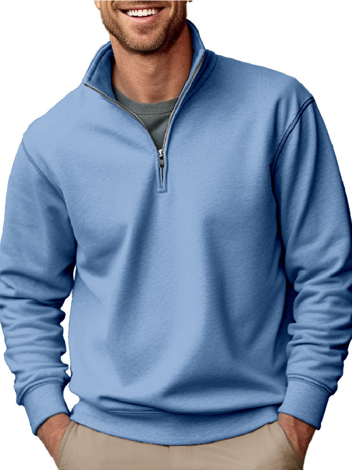 Men's half-zip sweatshirt with stand-up collar and soft fleece interior lining Mune Fashion