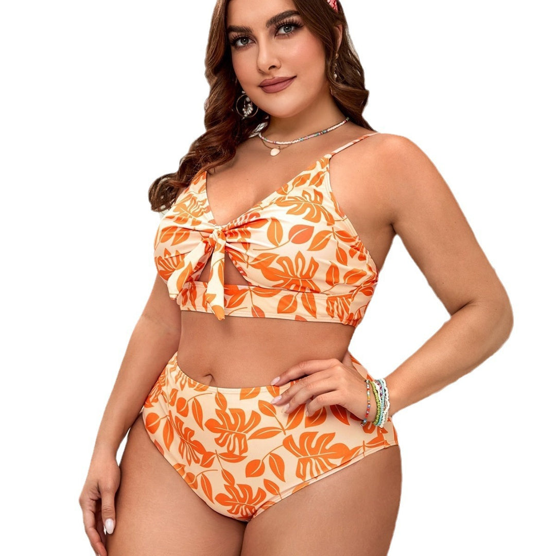 Women High-Waist Bikini Set with Floral Knot Design Mune Fashion