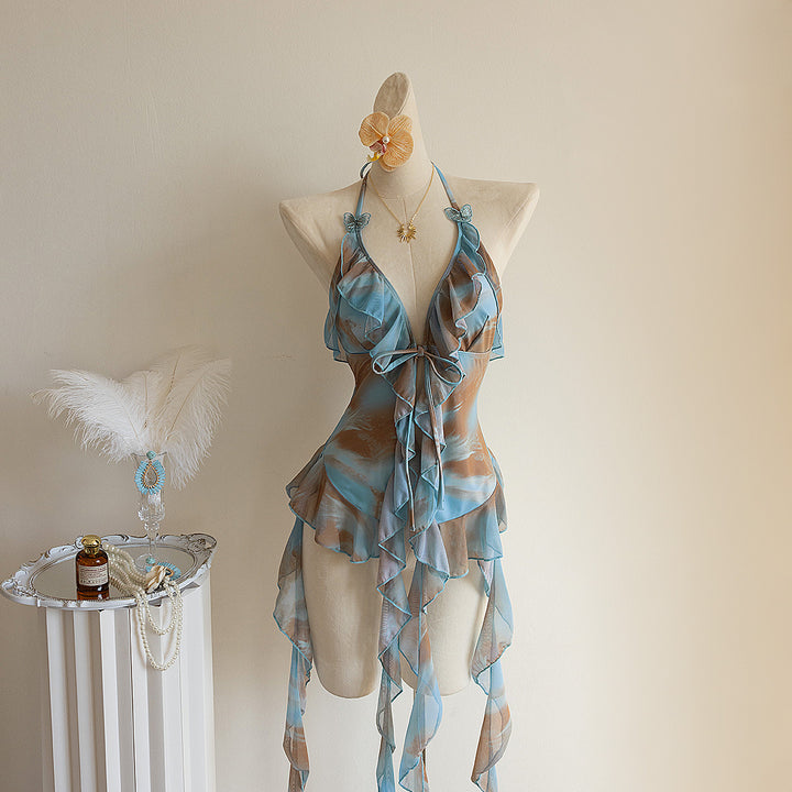 Women's beach dress with transparent ruffles Mune Fashion
