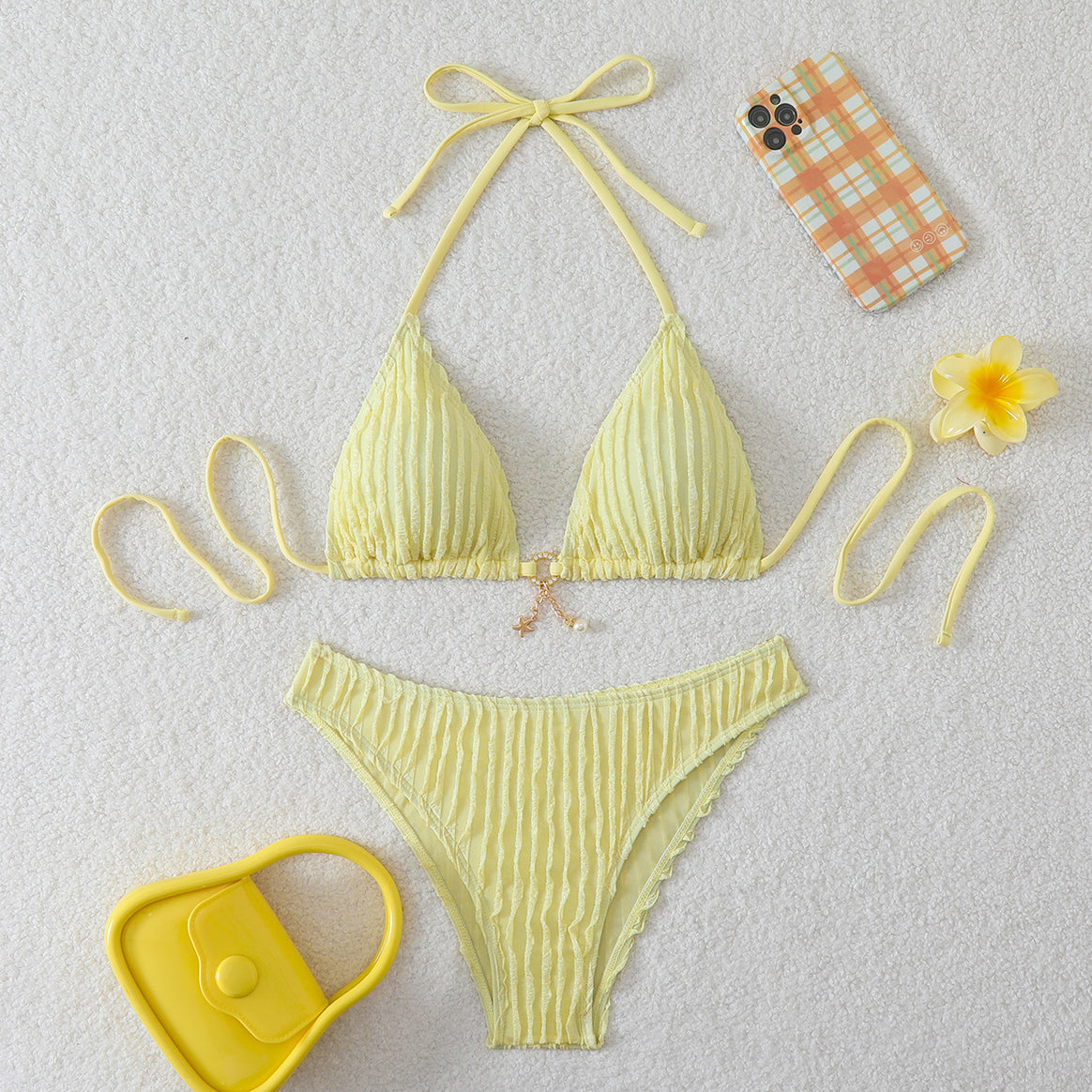 Women High-Cut Bikini Set with Sophisticated Ruffle Design Mune Fashion