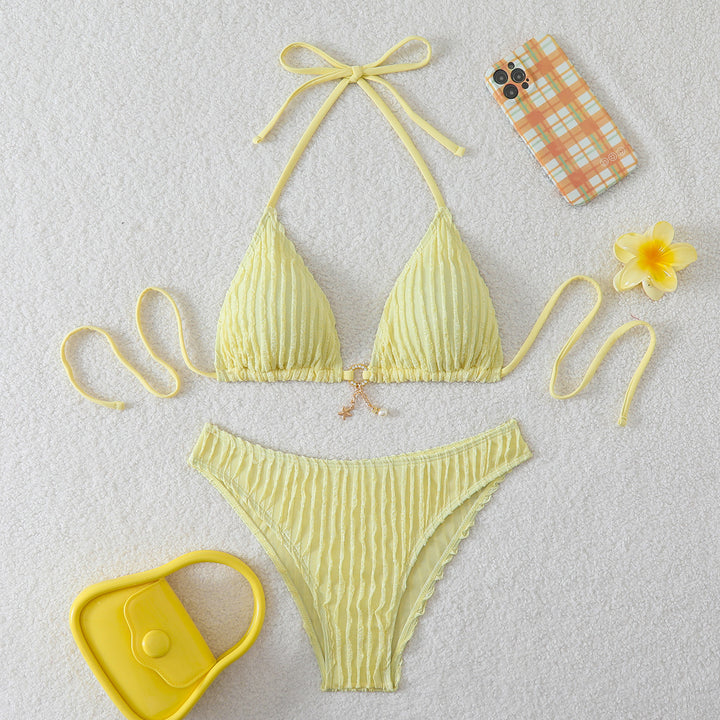 Women High-Cut Bikini Set with Sophisticated Ruffle Design Mune Fashion