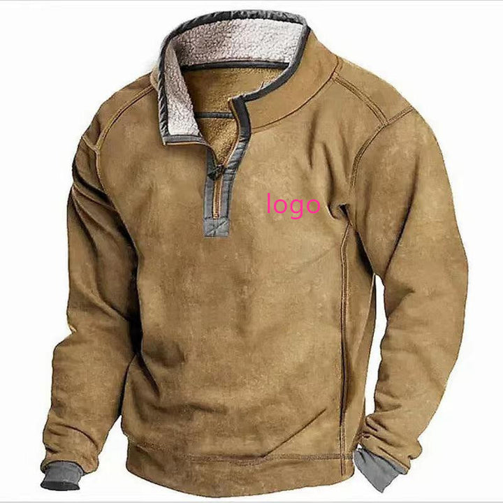 Men's Sherpa fleece pullover with half zipper and contrast trim Mune Fashion