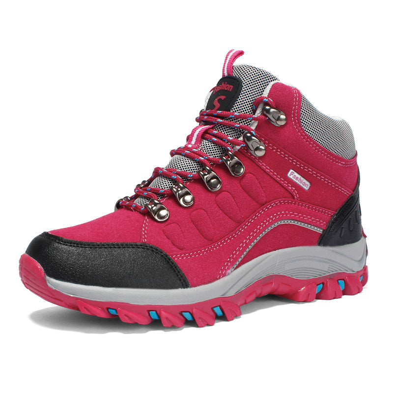 Women's ankle-high trekking boots with suede look, metal hook lacing, and grippy multi-zone profile sole Mune Fashion