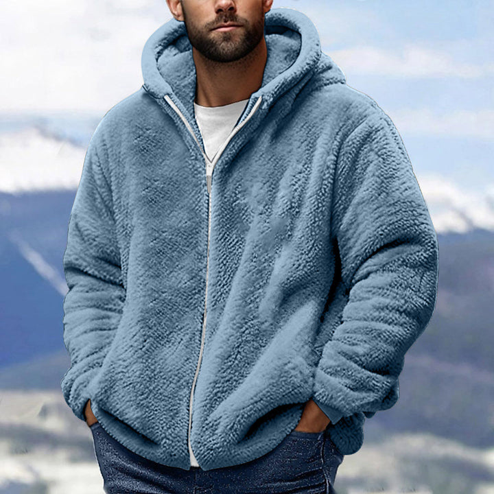 Men's Cozy Teddy Fleece Zip-Up Hoodie with Oversized Fit Mune Fashion
