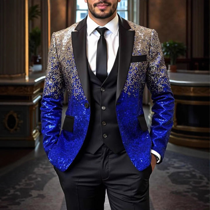 Men's sequin jacket with satin shawl collar and tailored fit Mune Fashion