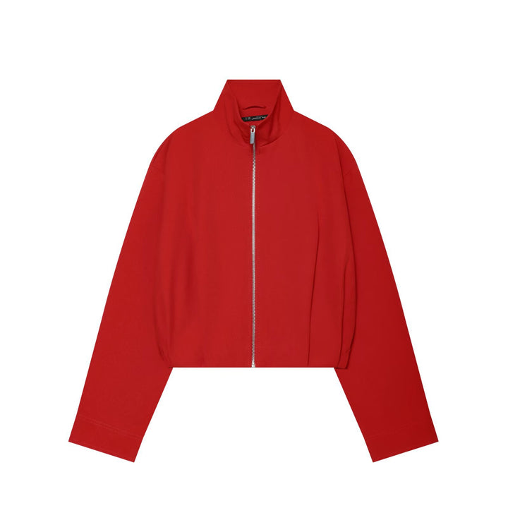 Women's cropped blouson jacket with high stand collar, boxy silhouette and continuous metal zipper Drune