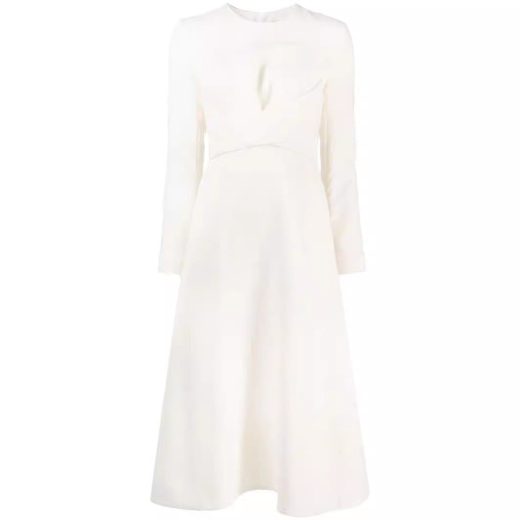 Women's midi dress with fitted draping and A-line skirt Mune Fashion