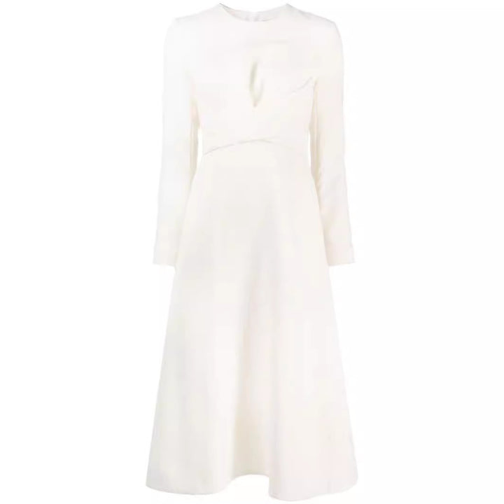 Women's midi dress with fitted draping and A-line skirt Mune Fashion