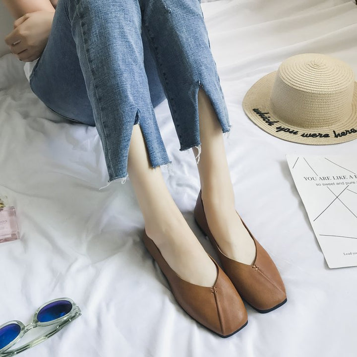 Ladies nan square ballerina slippers made of soft synthetic leather with cushioned comfort insole Mune Fashion