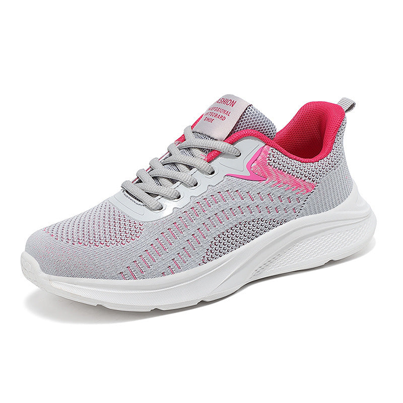 Women's seamless knit walking shoe with breathable mesh upper, ergonomic wave cushioning, and reinforced heel tab Mune Fashion