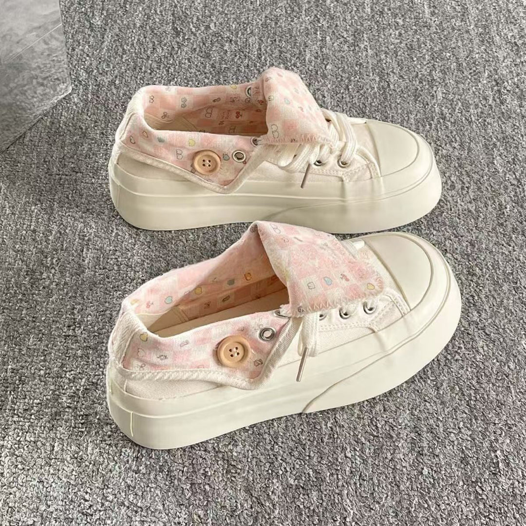 Women's platform sneakers with floral lining and comfortable collar Mune Fashion