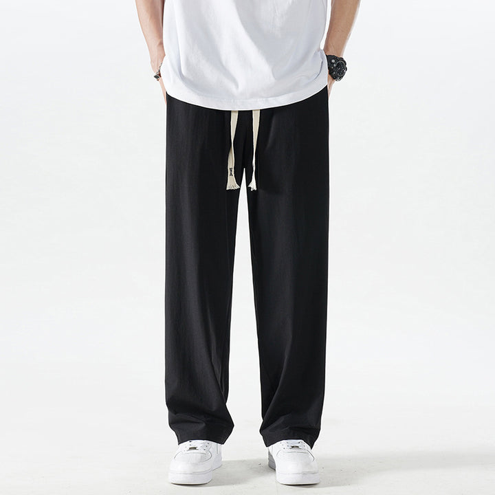 Men's Light Relax-Fit Lounge Pants made of breathable Jersey with elastic tunnel waistband, wide drawstring & ribbed leg cuffs Mune Fashion