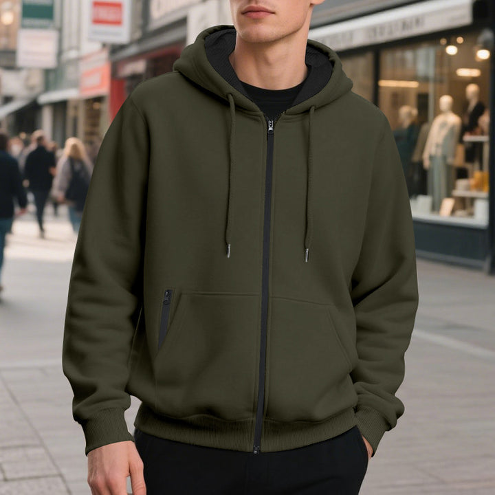 Men's oversized zip-up hoodie with kangaroo pockets and contrasting inner lining Mune Fashion