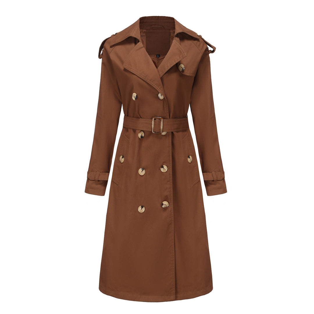 Women's nan trench coat with double-breasted button placket, waist belt and shoulder tabs Mune Fashion
