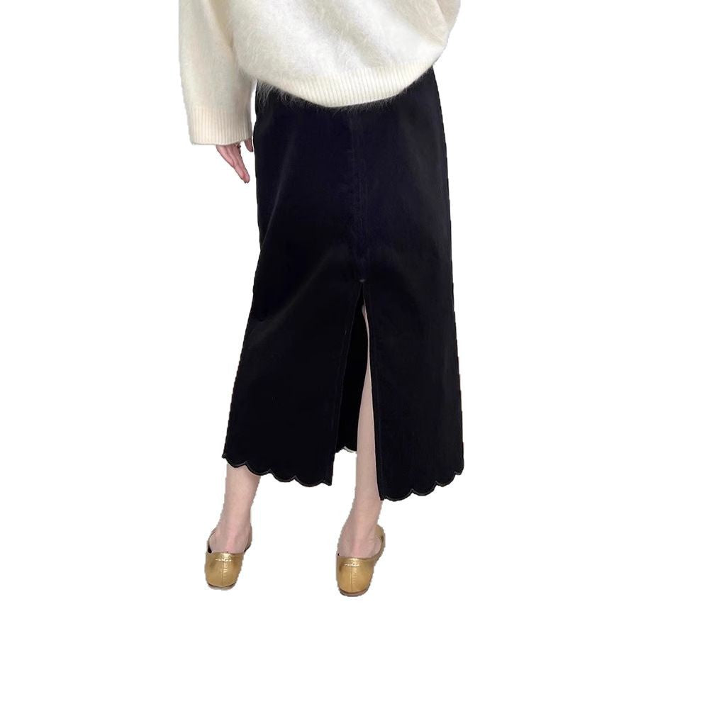 Women Elegant cut Maxi skirt with sculptural hemline Mune Fashion