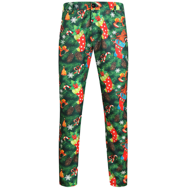 Men's Christmas Slim-Fit Chino Pants with Allover Santa Print and Stretch Comfort Mune Fashion
