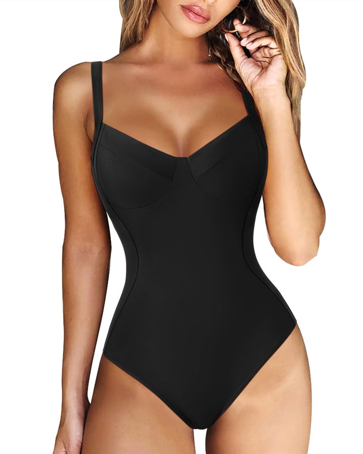 Ladies elegant swimsuit with soothing V-neck Mune Fashion