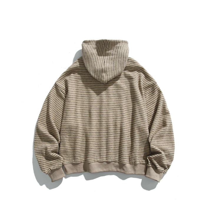 Unisex Striped Hoodie with Full Zip and Ribbed Cuffs Mune Fashion