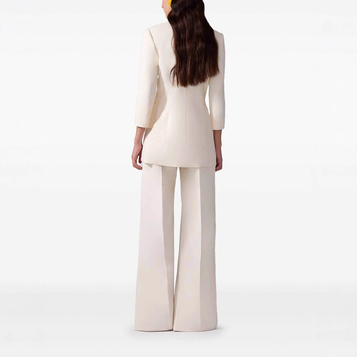 Women's High-Waisted Palazzo Pants with Wide Leg and Pleat Mune Fashion