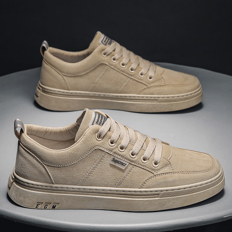 Men's Low Velvet Casual Sneakers with Padded Heel Collar and Subtle Seam Structure Mune Fashion