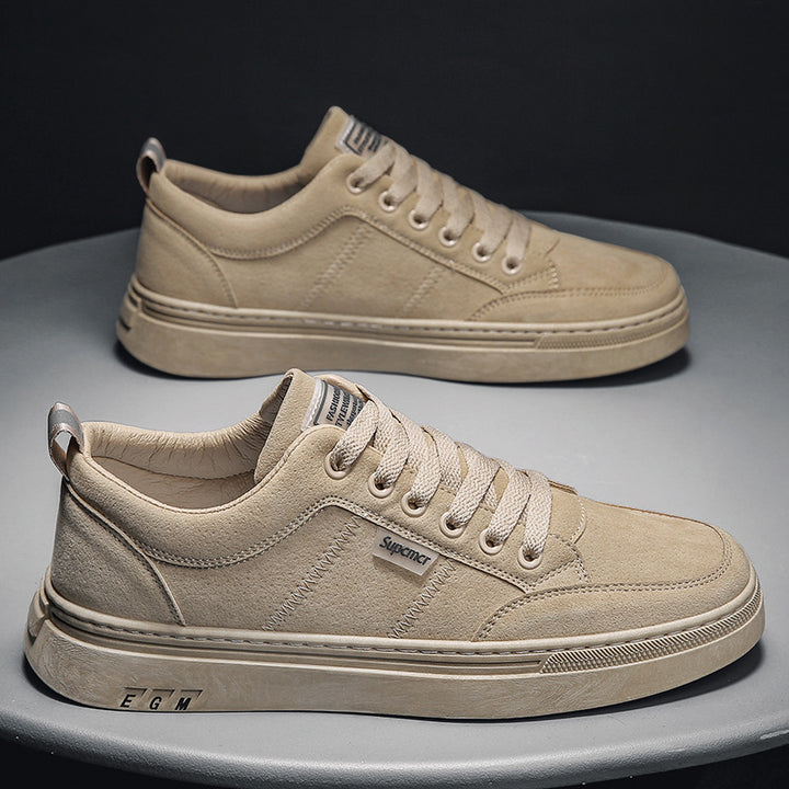 Men's Low Velvet Casual Sneakers with Padded Heel Collar and Subtle Seam Structure Mune Fashion