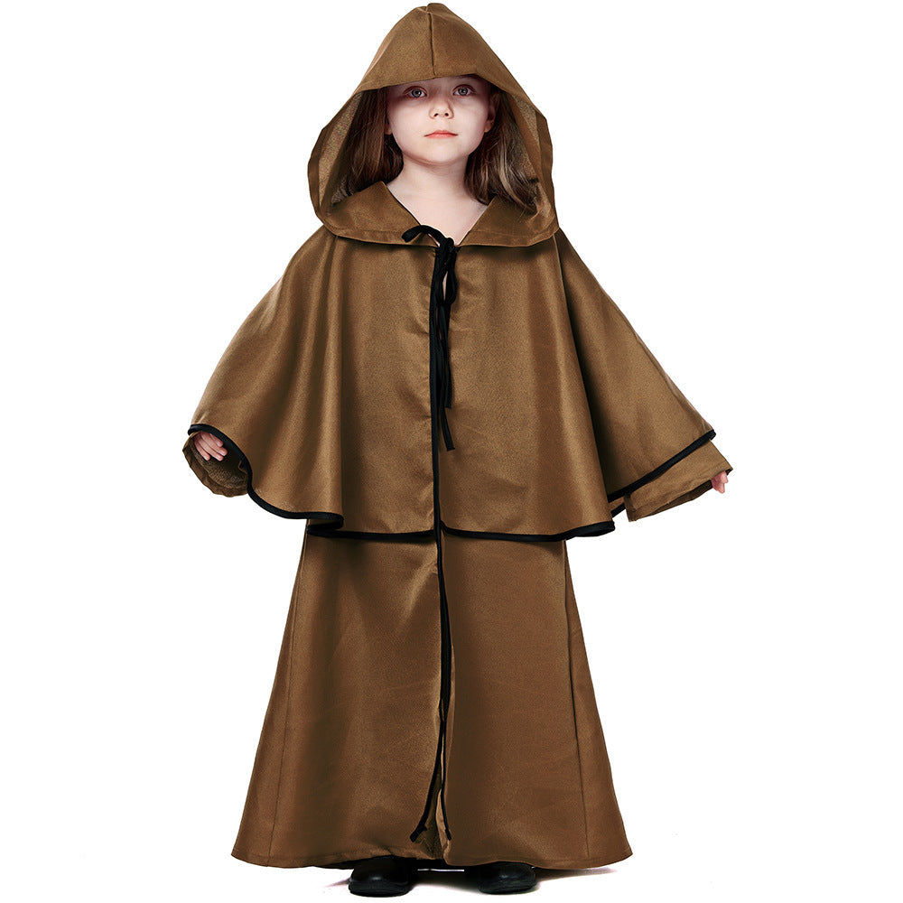 Girl Wizard Costume with Hood and Wide Design Mune Fashion