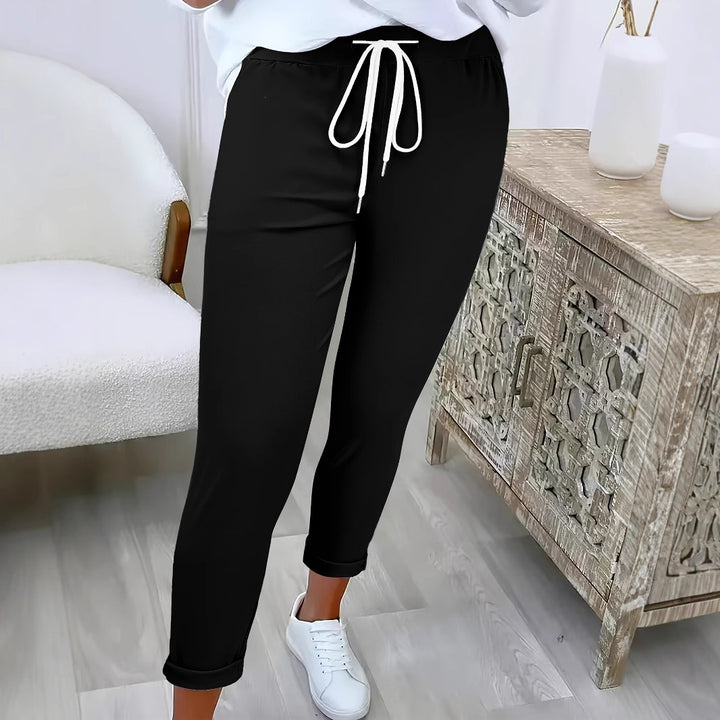 Women's Slim-Fit Jogging Pants with Drawstring and Cuff Mune Fashion