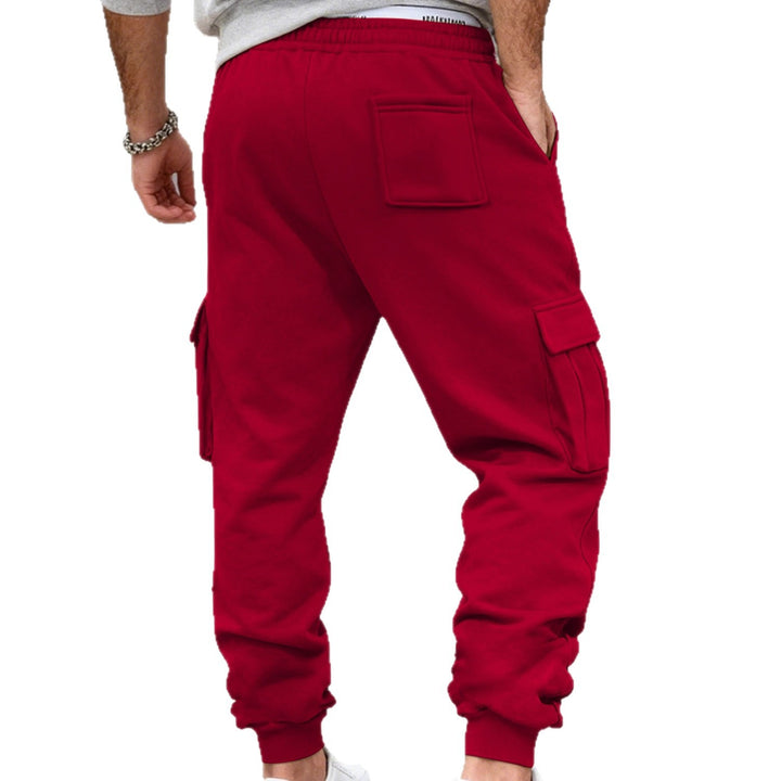 Men's casual cargo sweatpants with drawstring waistband, flap pockets and slim ankle cuffs Mune Fashion
