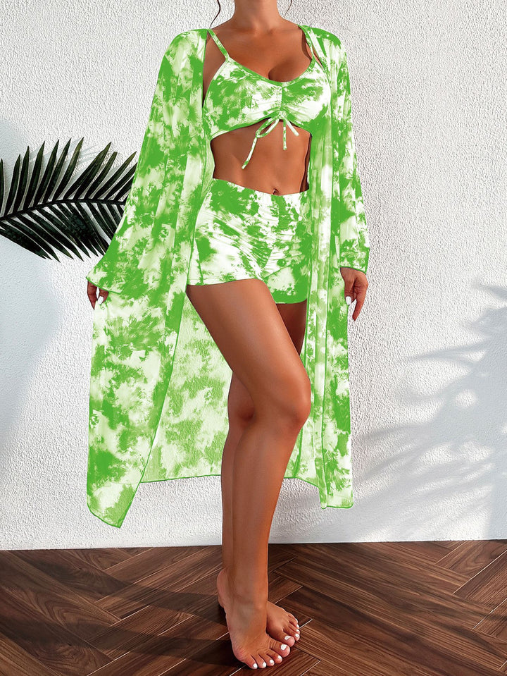 Women's bikini set with短短的höschen and transparent beach kimono Mune Fashion