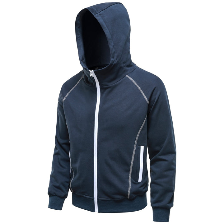 Men's hoodie zip jacket in sporty raglan style with contrast seams and ribbed cuffs Mune Fashion