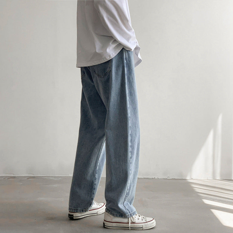 Men's Loose-Fit Straight-Relax Denim Pants with Extended Hem Mune Fashion