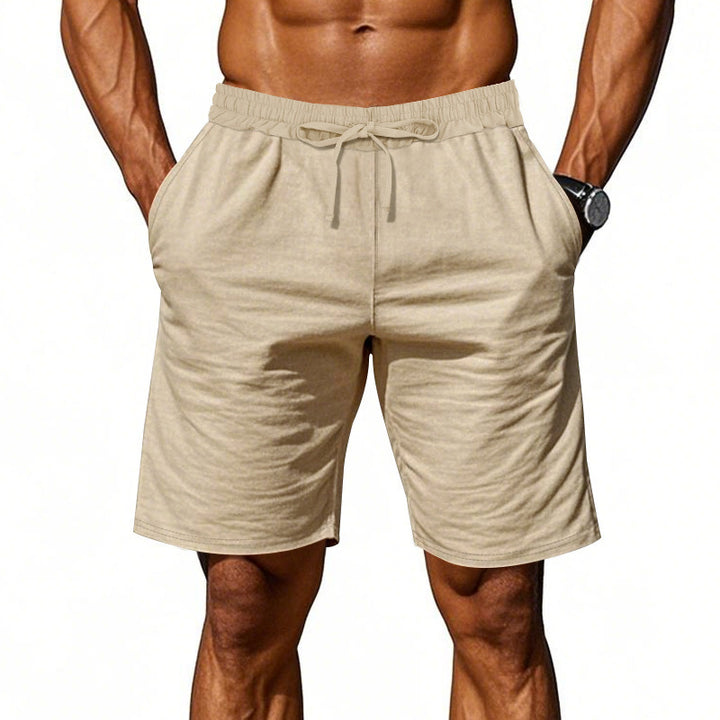 Men's casual cotton blend leisure shorts with elastic waistband and side pockets Mune Fashion