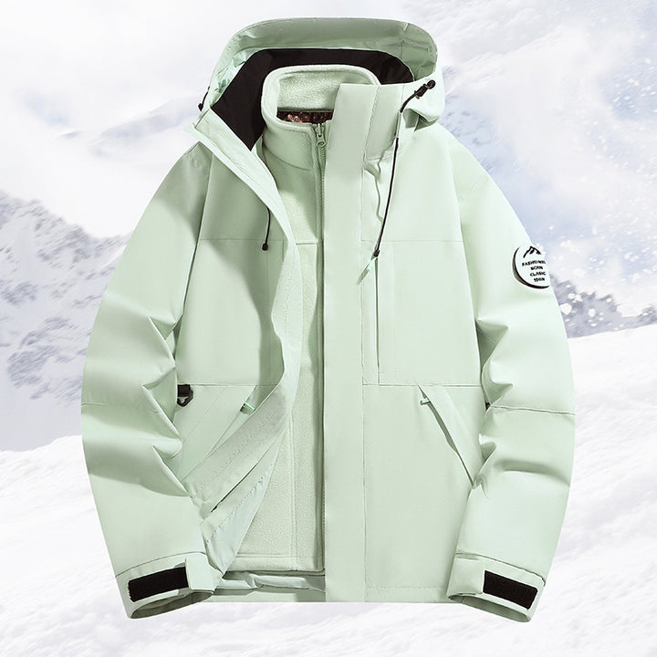 Men's layered snow sports jacket with breathable membrane and adjustable hood Mune Fashion