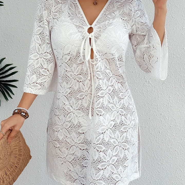Women’s Crochet Beach Dress with Deep V-Neck Mune Fashion