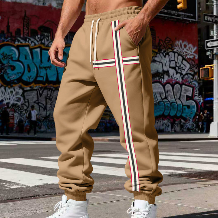 Men's jogging pants with side tape stripe and elastic drawstring waistband Mune Fashion