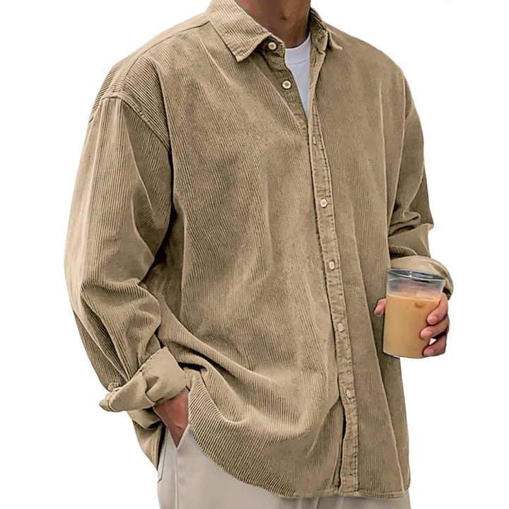 Men's oversized cord shirt with fine wale corduroy texture and relaxed silhouette Mune Fashion